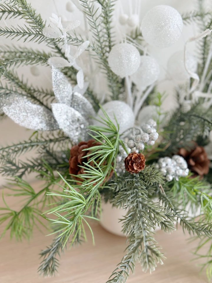 Frosted Evergreen Elegance in the Pot (1-sided)
