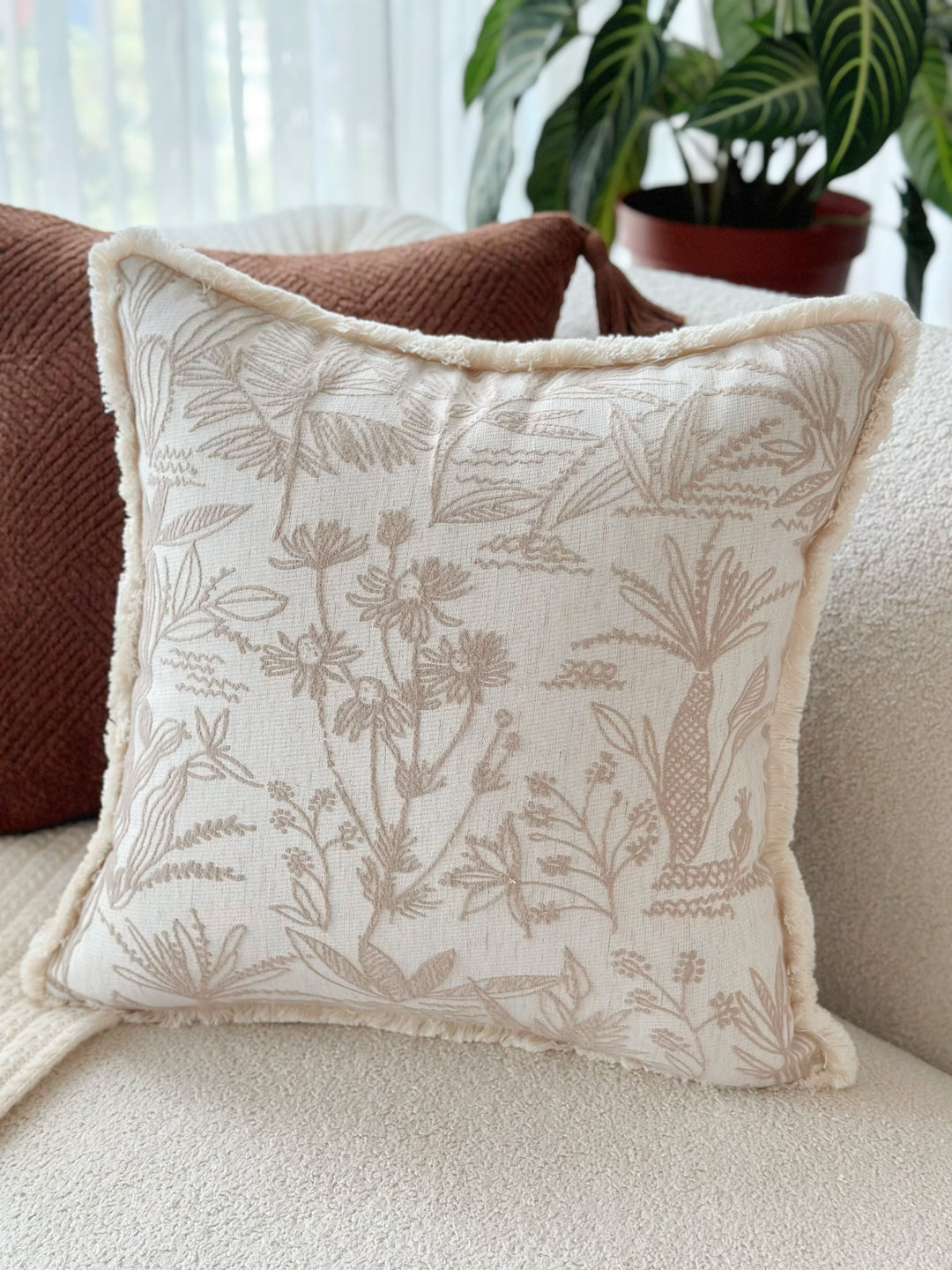 Latte Willow Bloom Cushion Cover