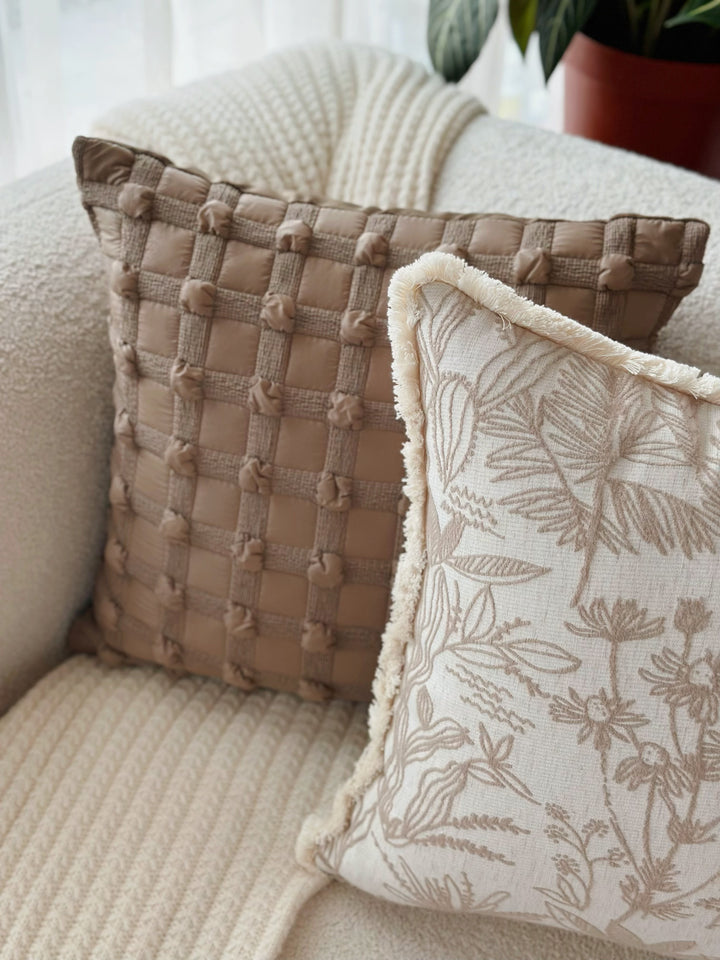 Bubble Grid Mocha Taupe Cushion Cover