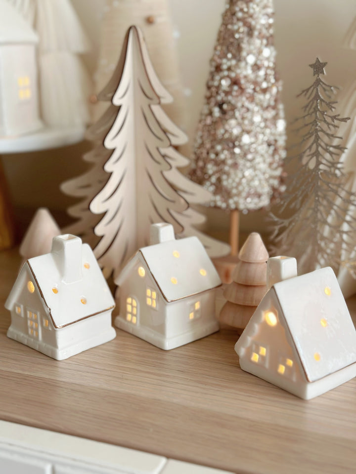 Whimsical Christmas Village Mini House Set (set of 3)