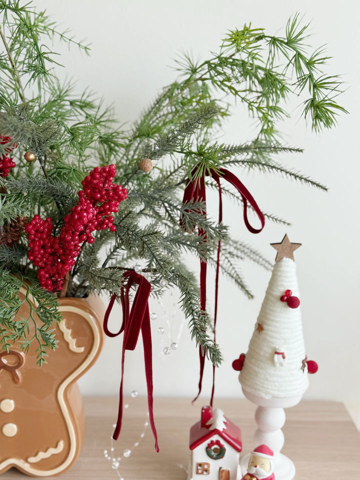 Berry Merry Holiday Arrangement in Gingerbread Man Vase (1-sided)