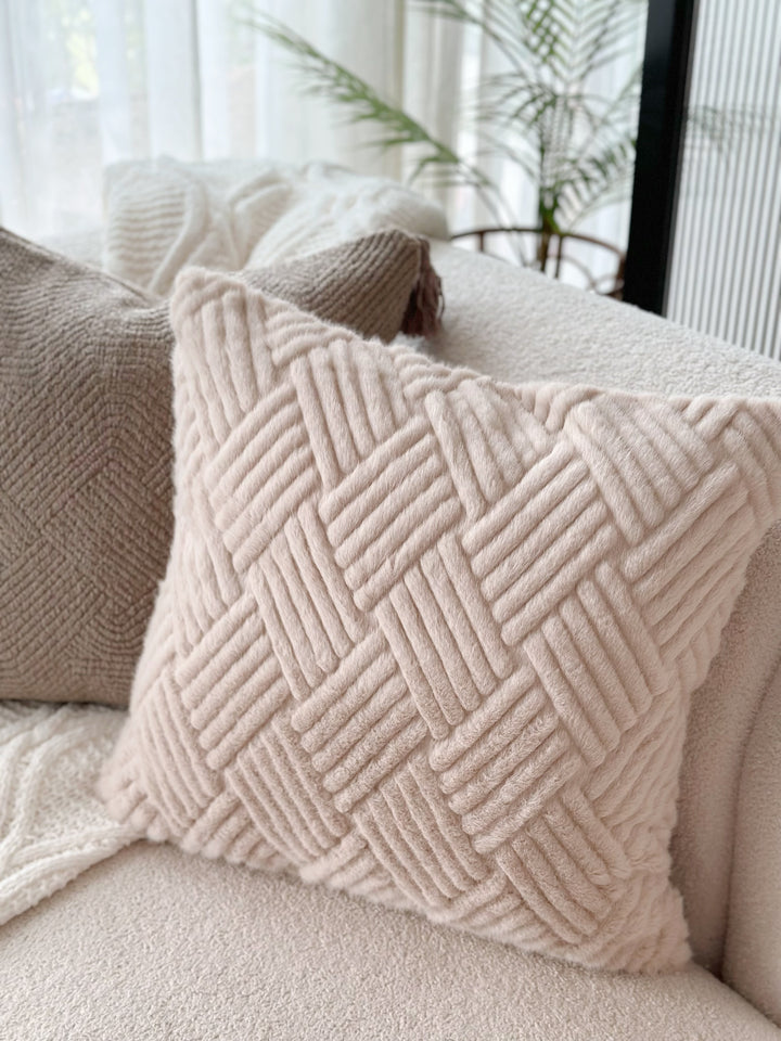Latte Brown Diamond Weave Cushion Cover