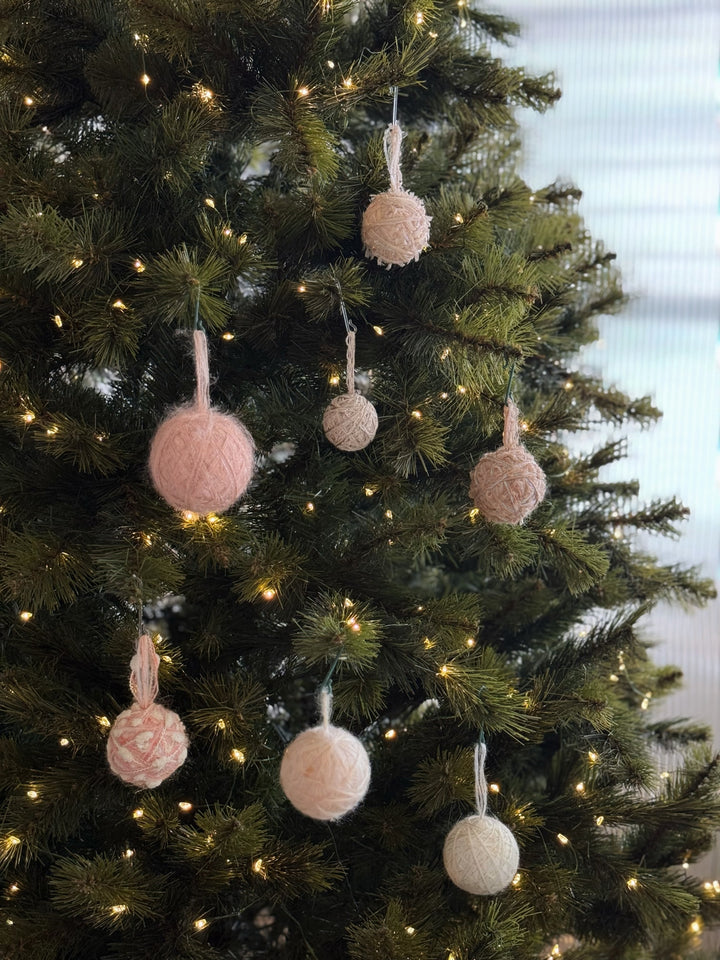 Winter Blush Yarn Baubles (set of 7)