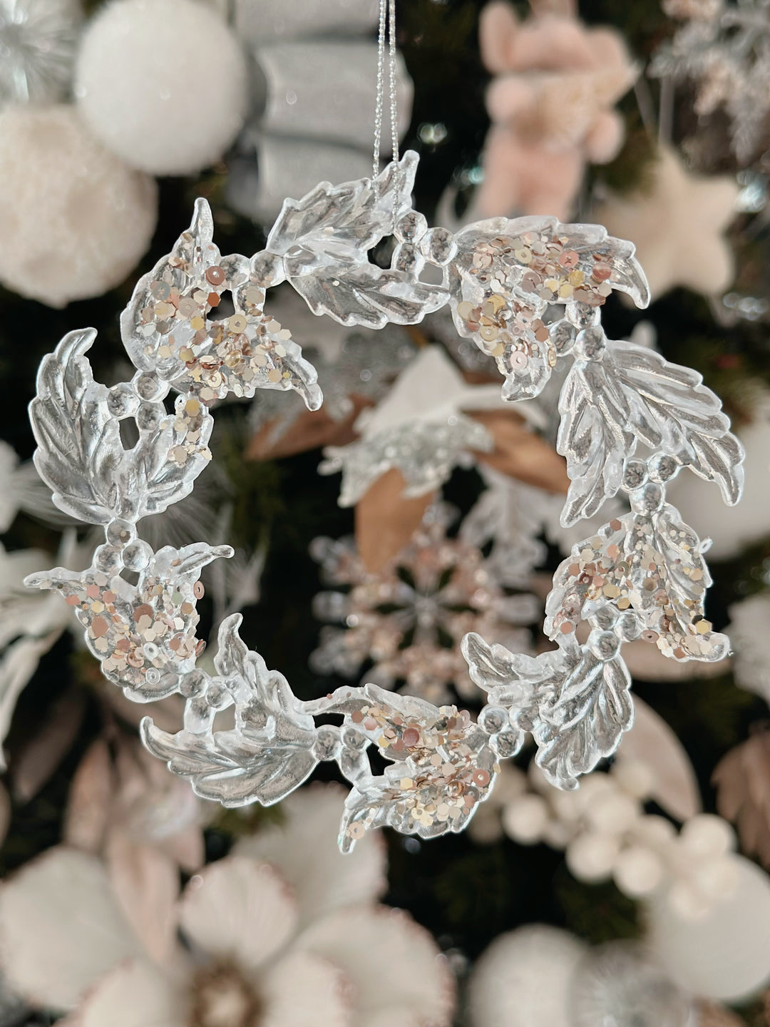 Glimmering Leaves Wreath Ornament