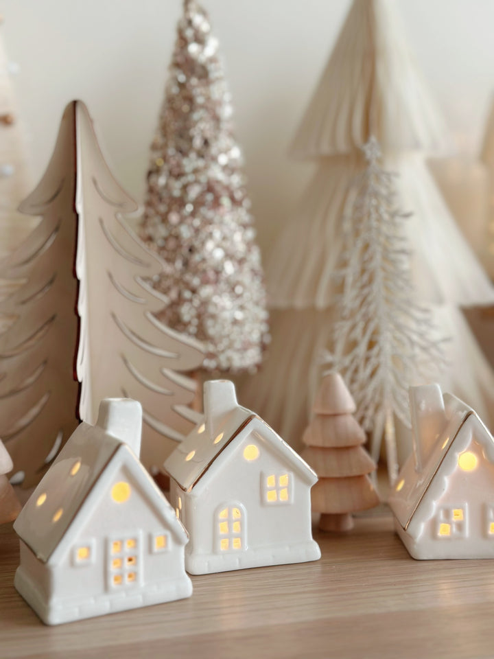 Whimsical Christmas Village Mini House Set (set of 3)
