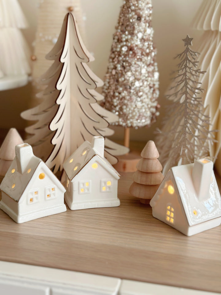 Whimsical Christmas Village Mini House Set (set of 3)
