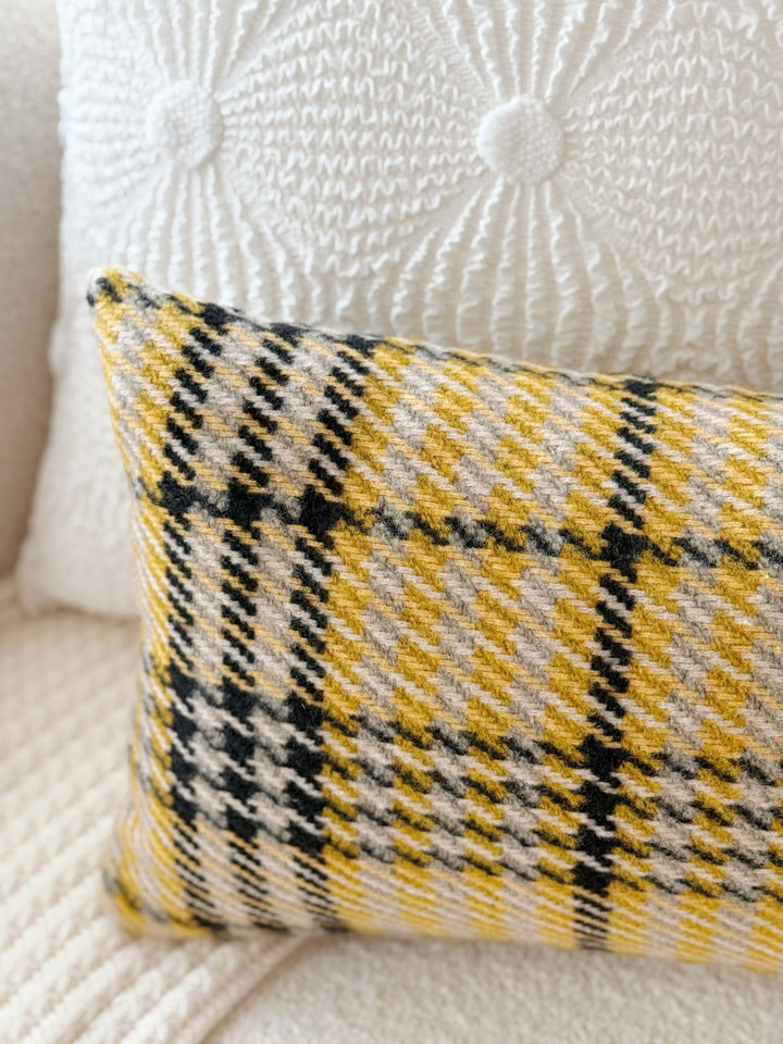 Golden Gingham Glow Waist Cushion Cover