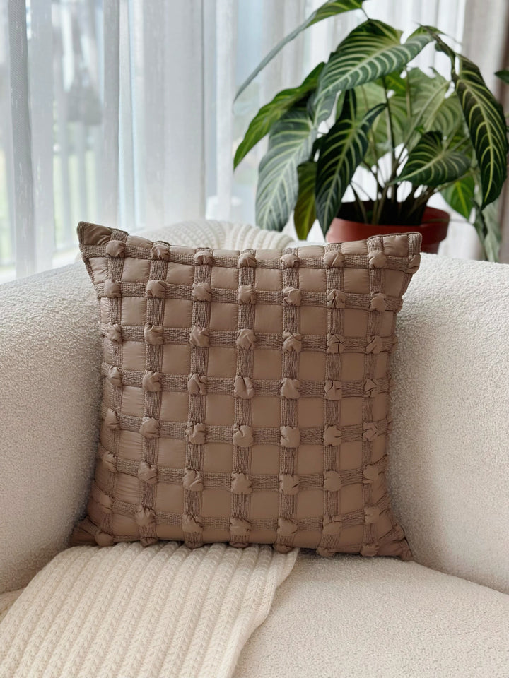 Bubble Grid Mocha Taupe Cushion Cover