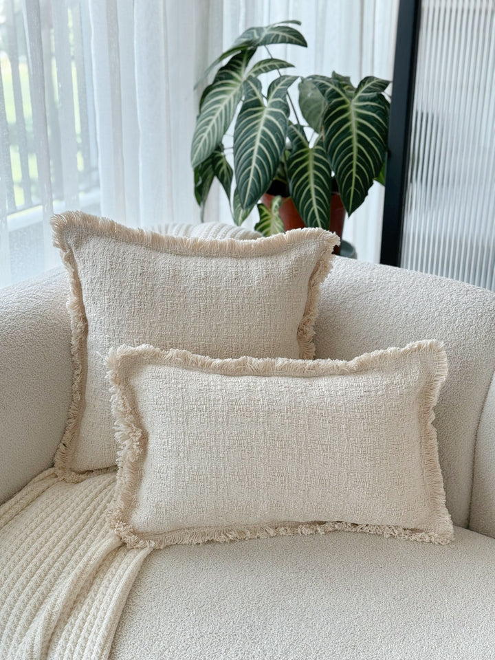 Creamstone Fringe Cushion Cover