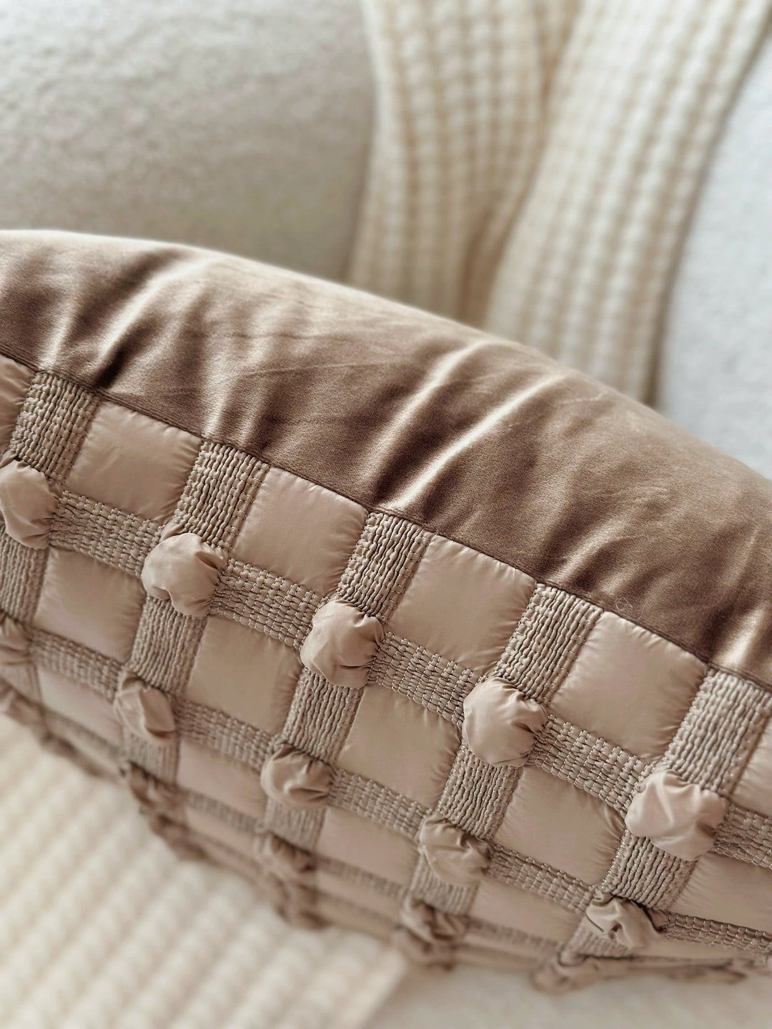 Bubble Grid Mocha Taupe Cushion Cover