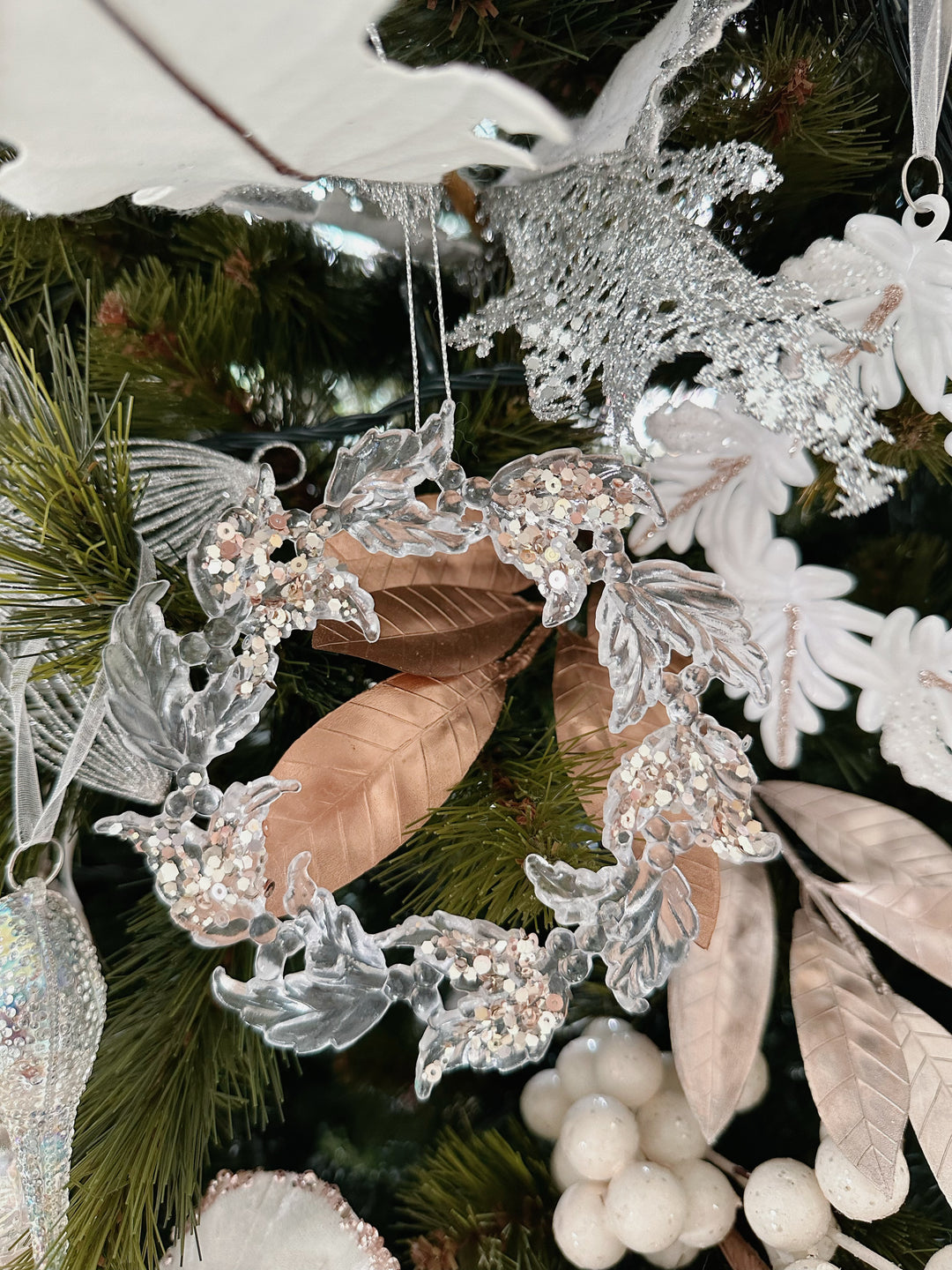 Glimmering Leaves Wreath Ornament