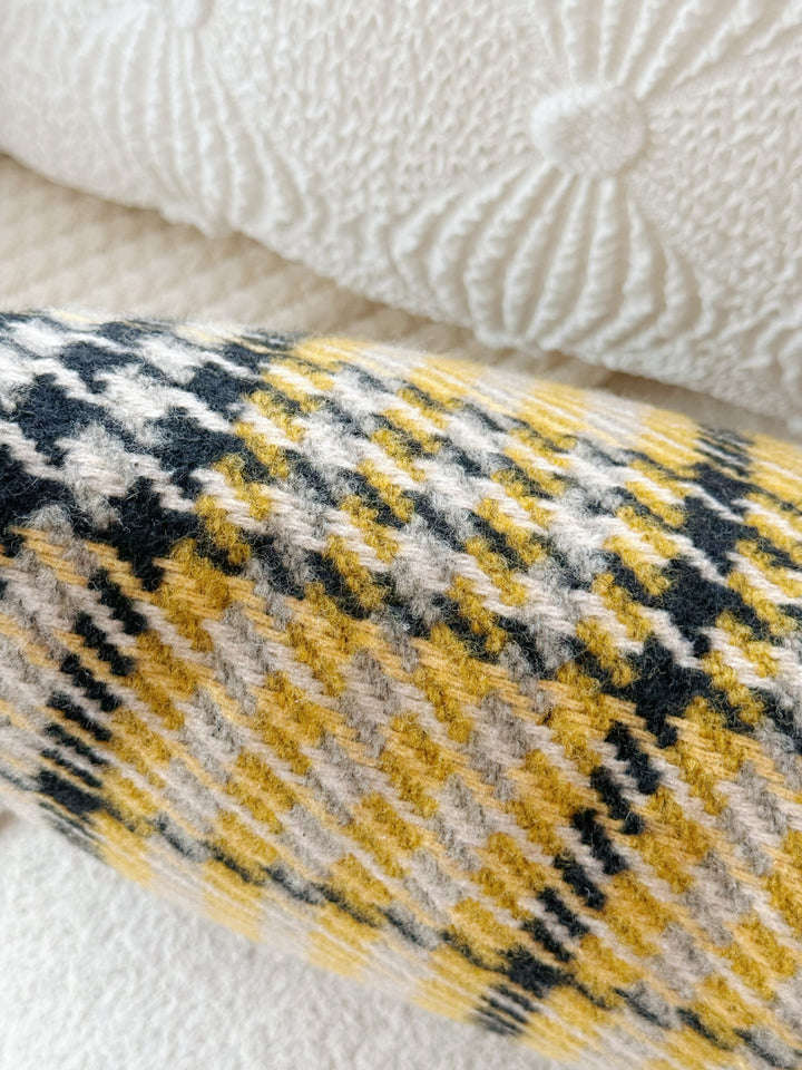 Golden Gingham Glow Waist Cushion Cover