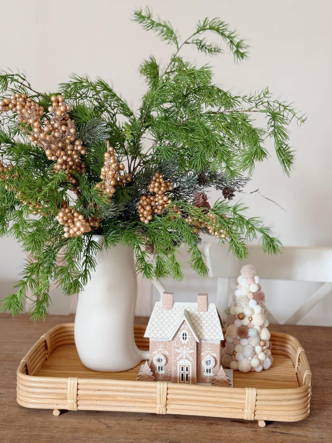 Frosted Champagne Pine Berry Stem