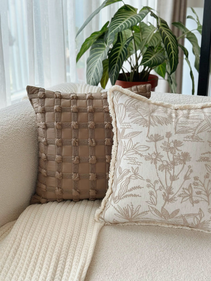 Bubble Grid Mocha Taupe Cushion Cover