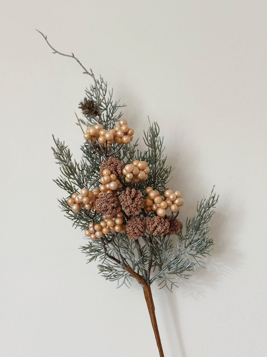 Frosted Champagne Pine Berry Stem