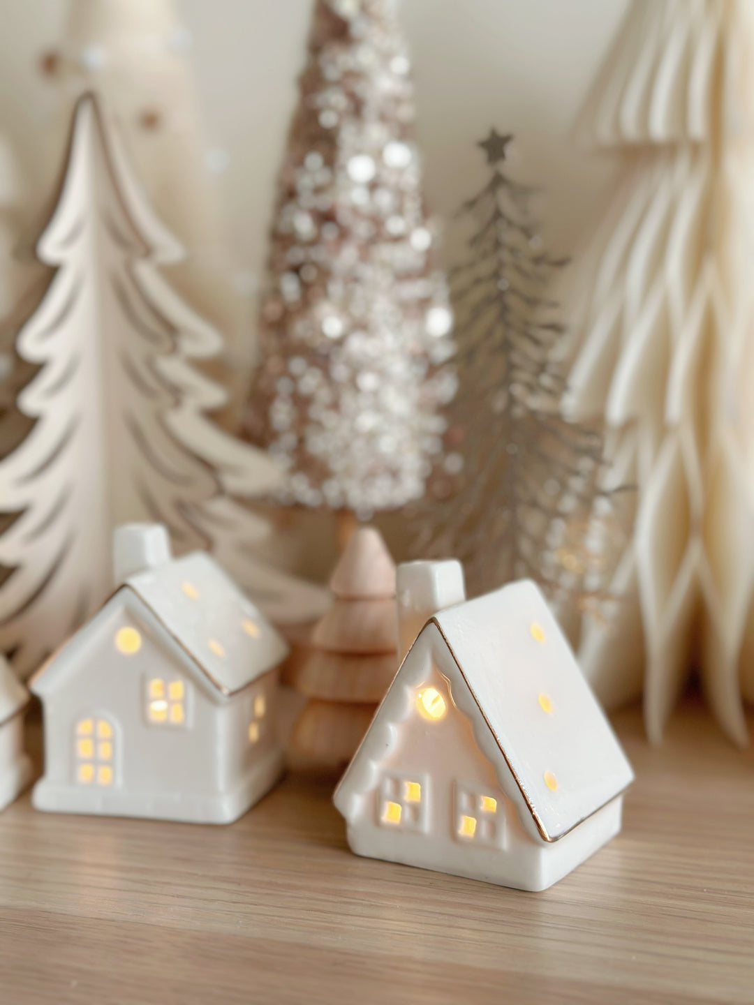 Whimsical Christmas Village Mini House Set (set of 3)