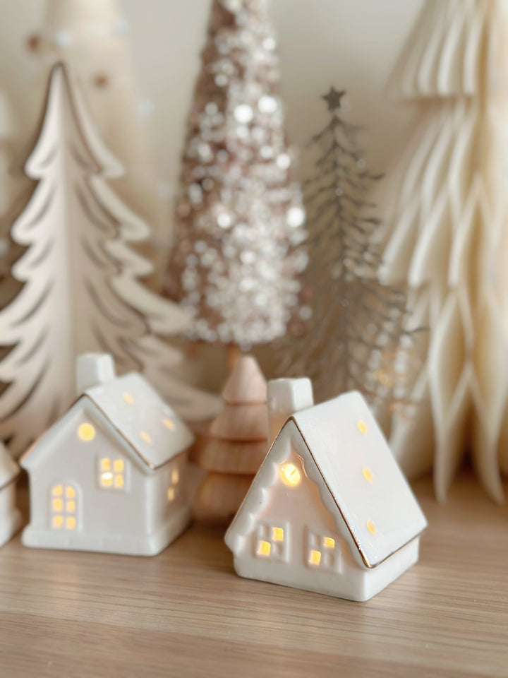 Whimsical Christmas Village Mini House Set (set of 3)