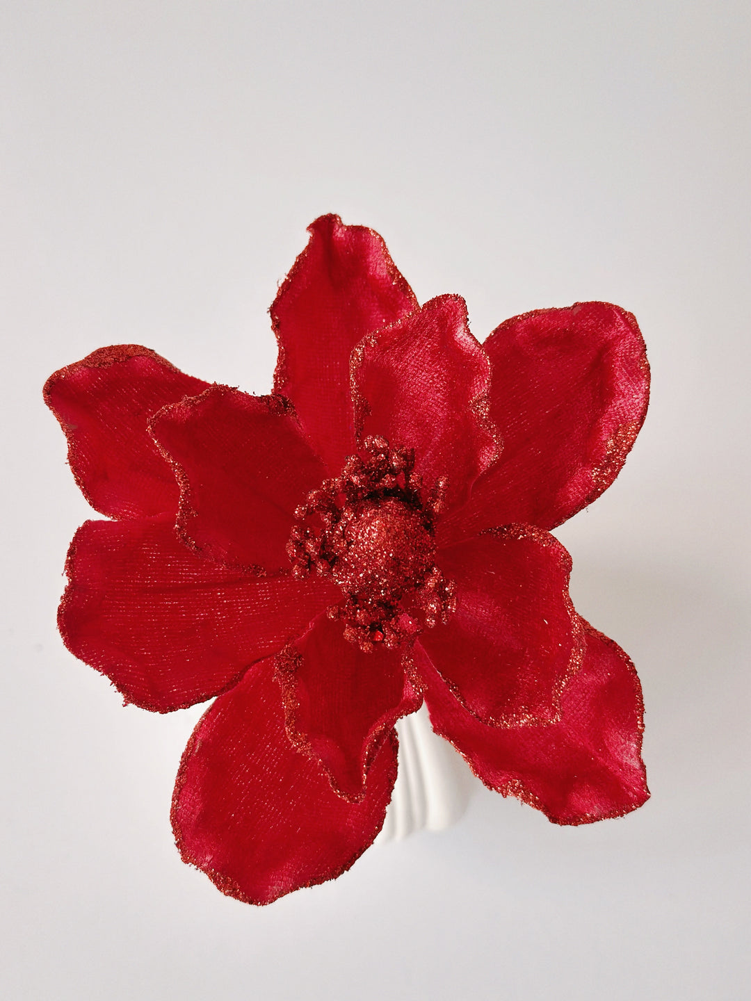 Small Glittered Red Artificial Christmas Flower