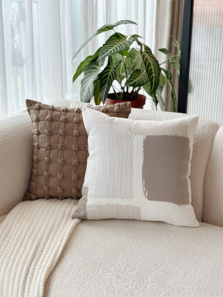 Bubble Grid Mocha Taupe Cushion Cover