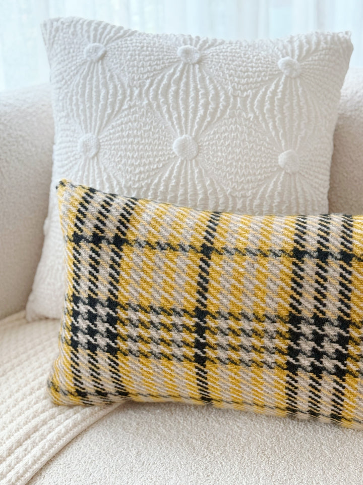Golden Gingham Glow Waist Cushion Cover