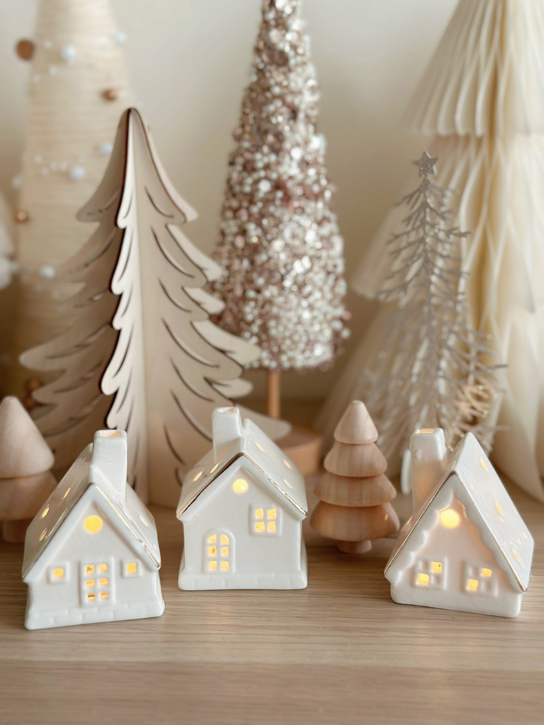Whimsical Christmas Village Mini House Set (set of 3)