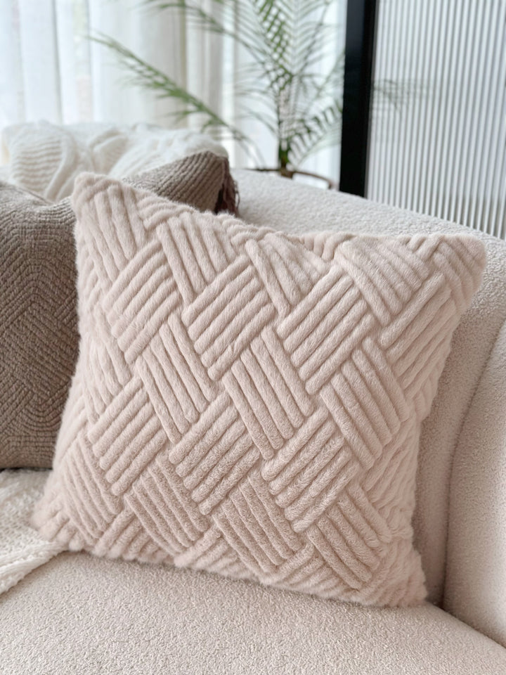 Latte Brown Diamond Weave Cushion Cover