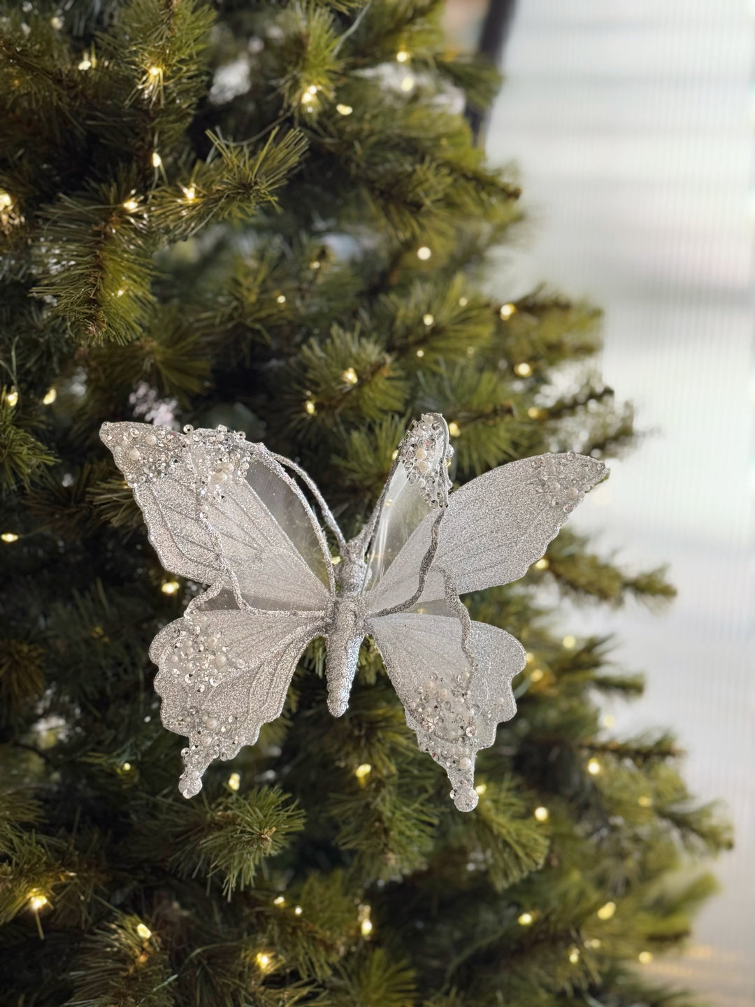 Silver Whisper Butterfly Ornament