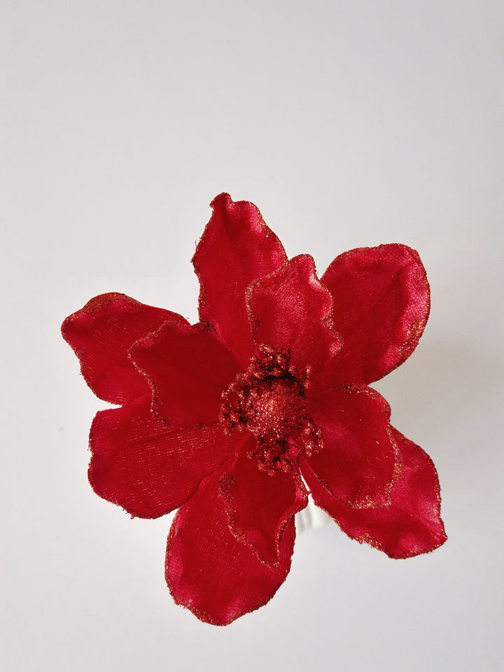 Small Glittered Red Artificial Christmas Flower