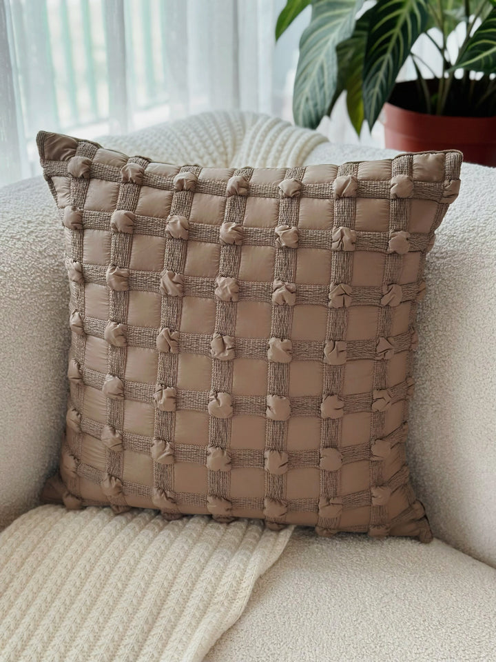 Bubble Grid Mocha Taupe Cushion Cover