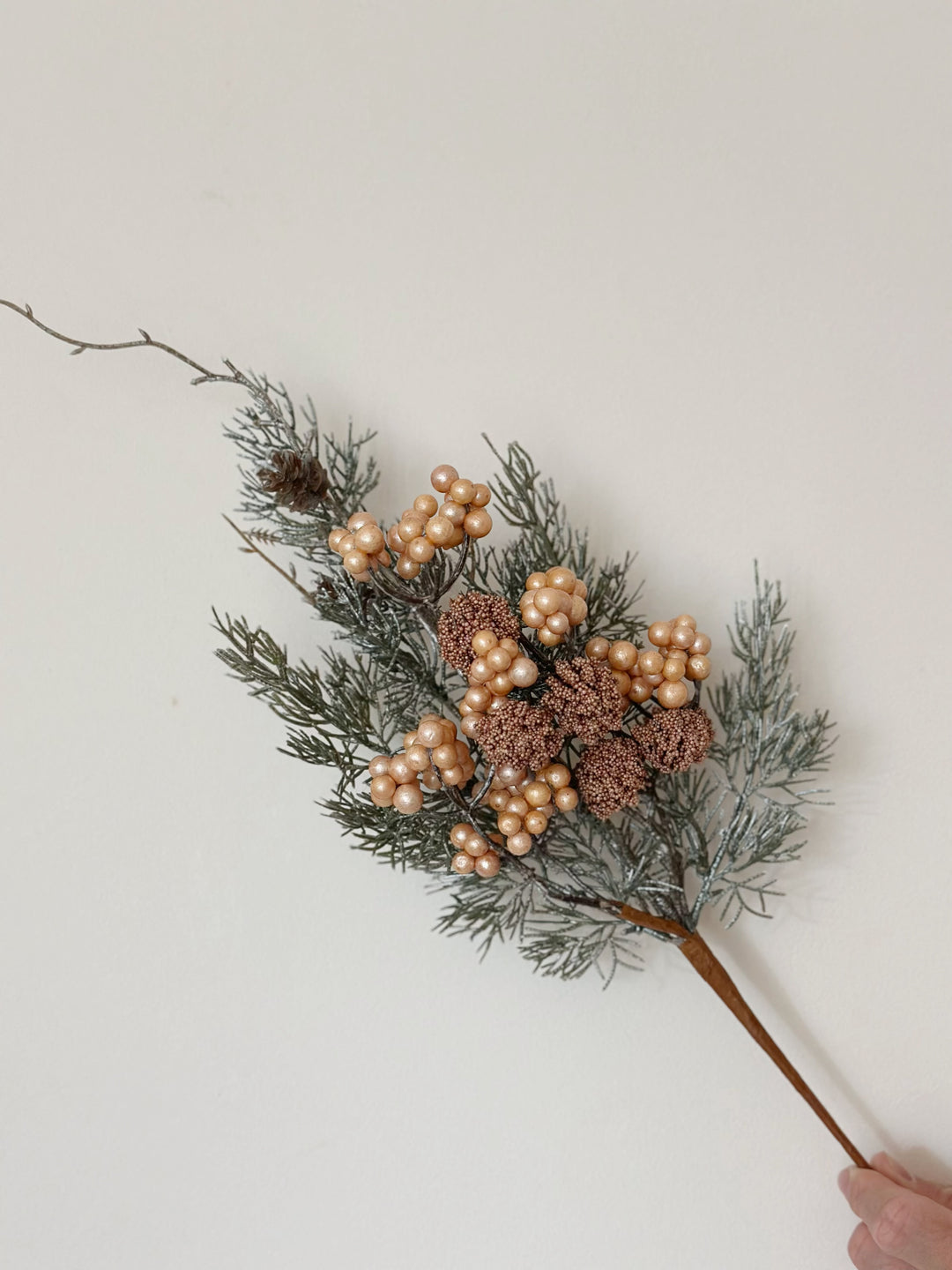 Frosted Champagne Pine Berry Stem