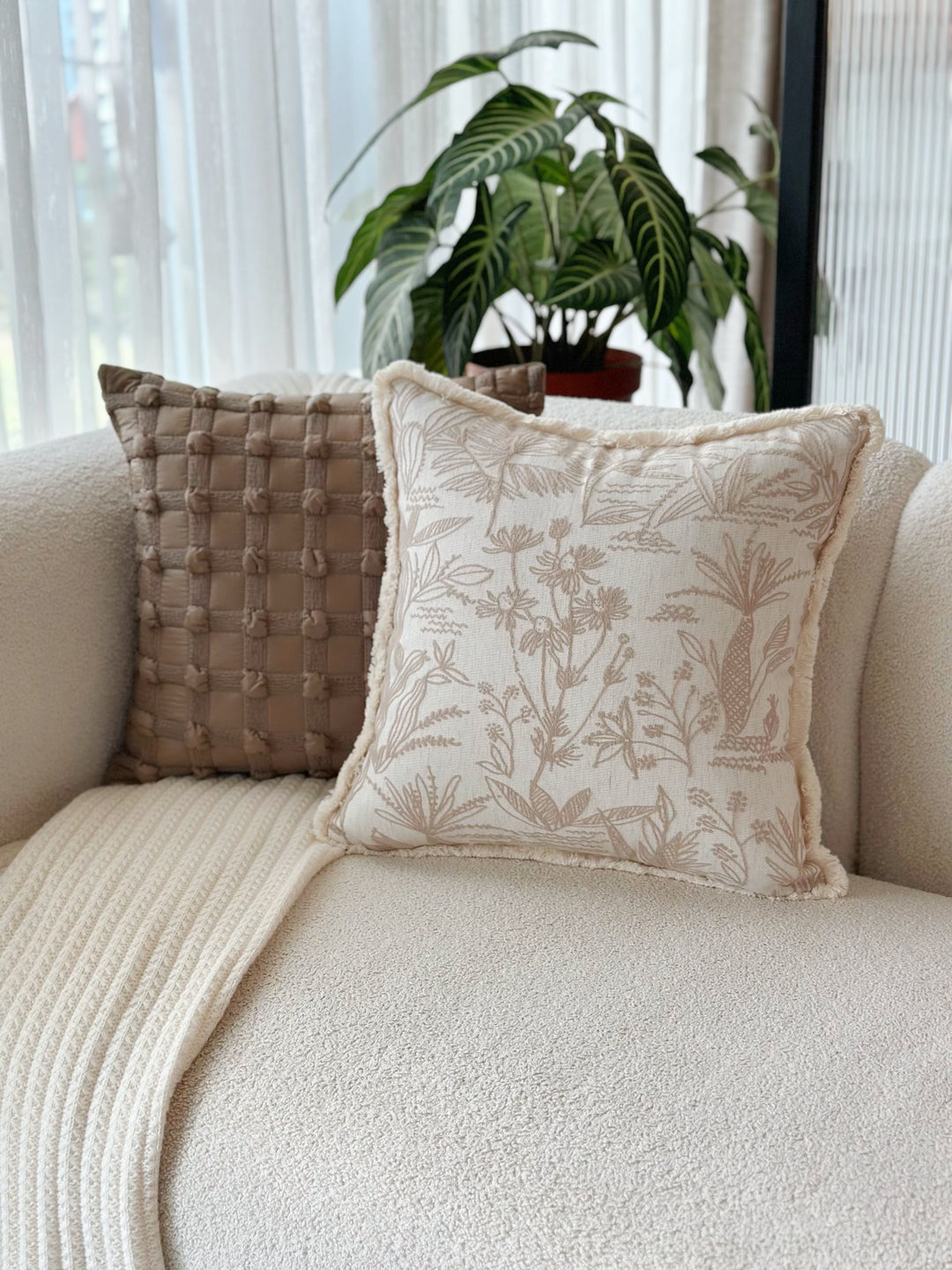 Bubble Grid Mocha Taupe Cushion Cover