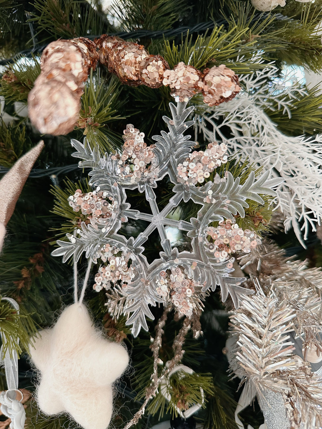 Glimmering Pointy Snowflake Ornament