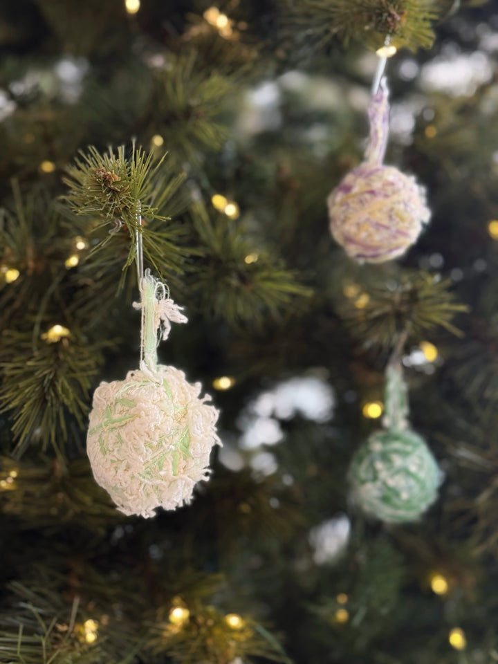 Frosted Meadow Yarn Bauble Set (set of 8)