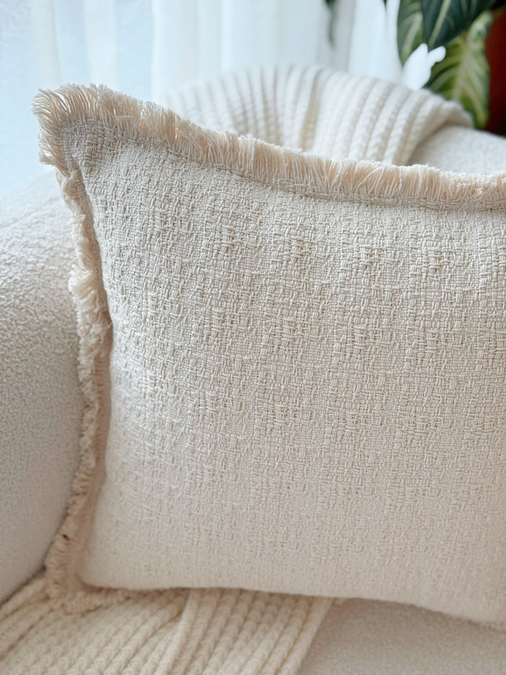 Creamstone Fringe Cushion Cover