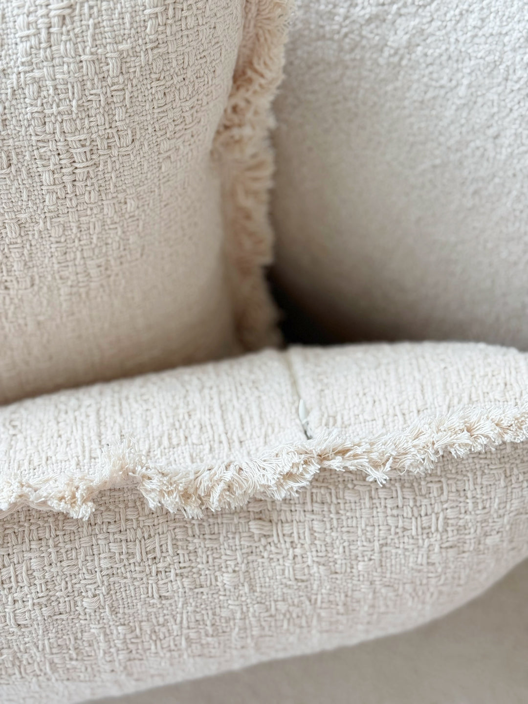 Creamstone Fringe Cushion Cover
