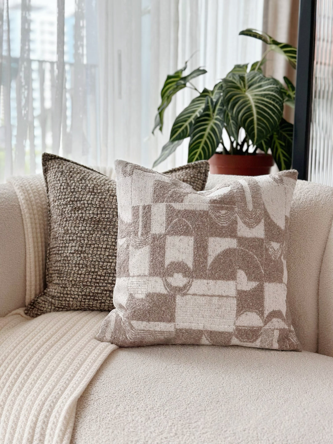 Mocha Pebble Textured Cushion Cover