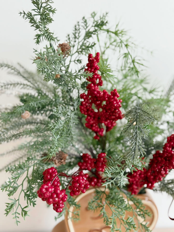 Berry Merry Holiday Arrangement in Gingerbread Man Vase (1-sided)