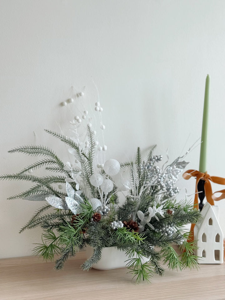 Frosted Evergreen Elegance in the Pot (1-sided)