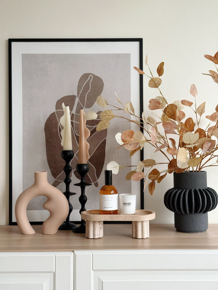 Sleek Black Petal Elegance Speckled Porcelain Vase