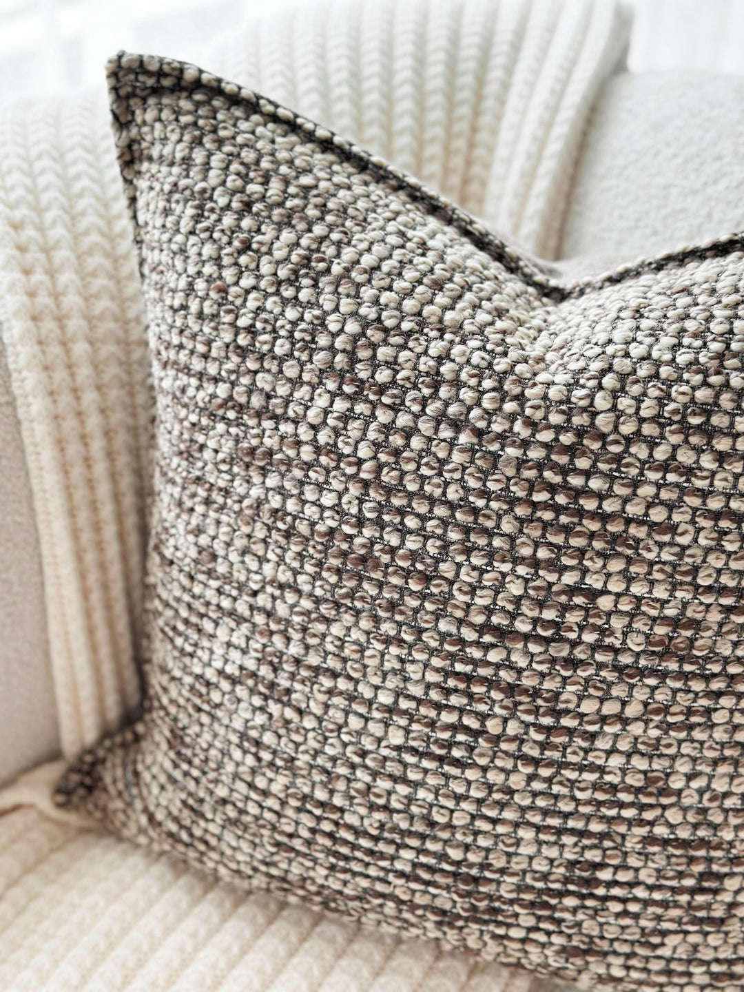 Mocha Pebble Textured Cushion Cover