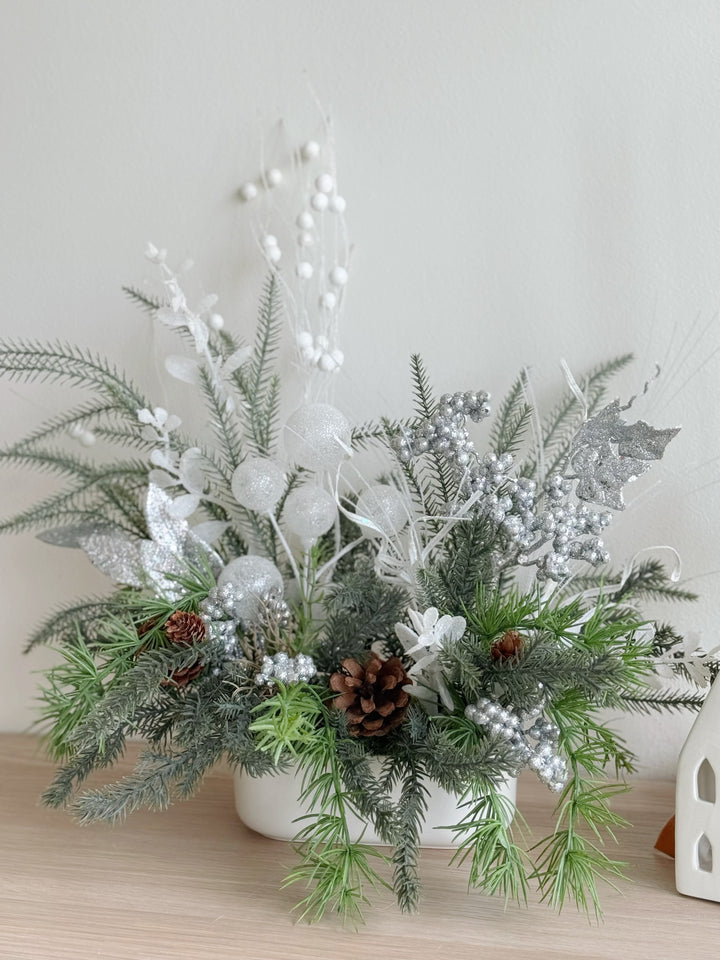 Frosted Evergreen Elegance in the Pot (1-sided)