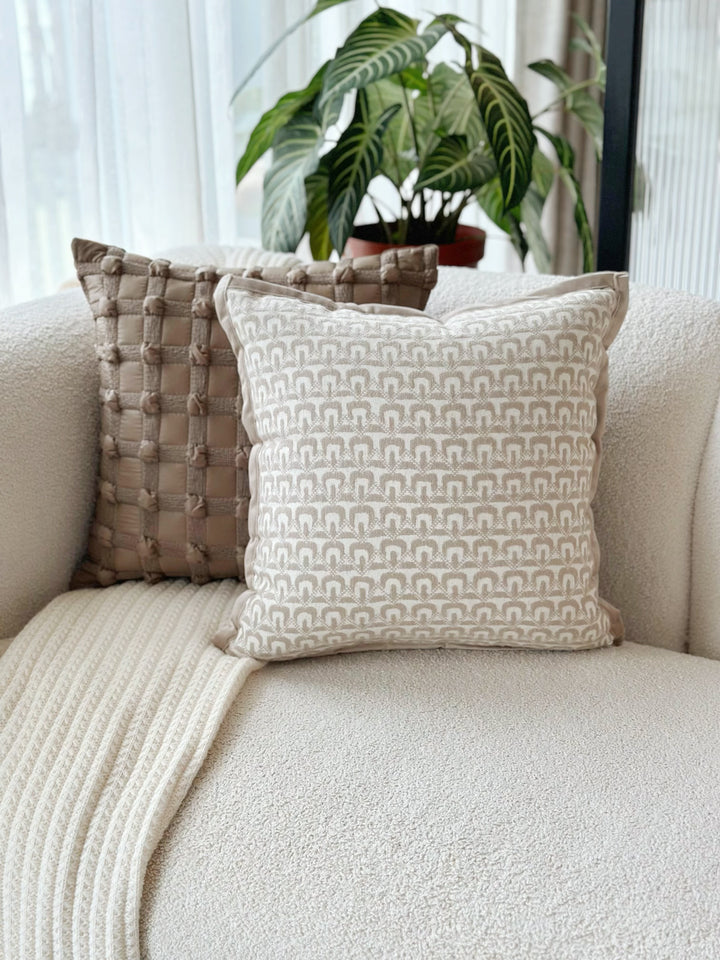 Bubble Grid Mocha Taupe Cushion Cover