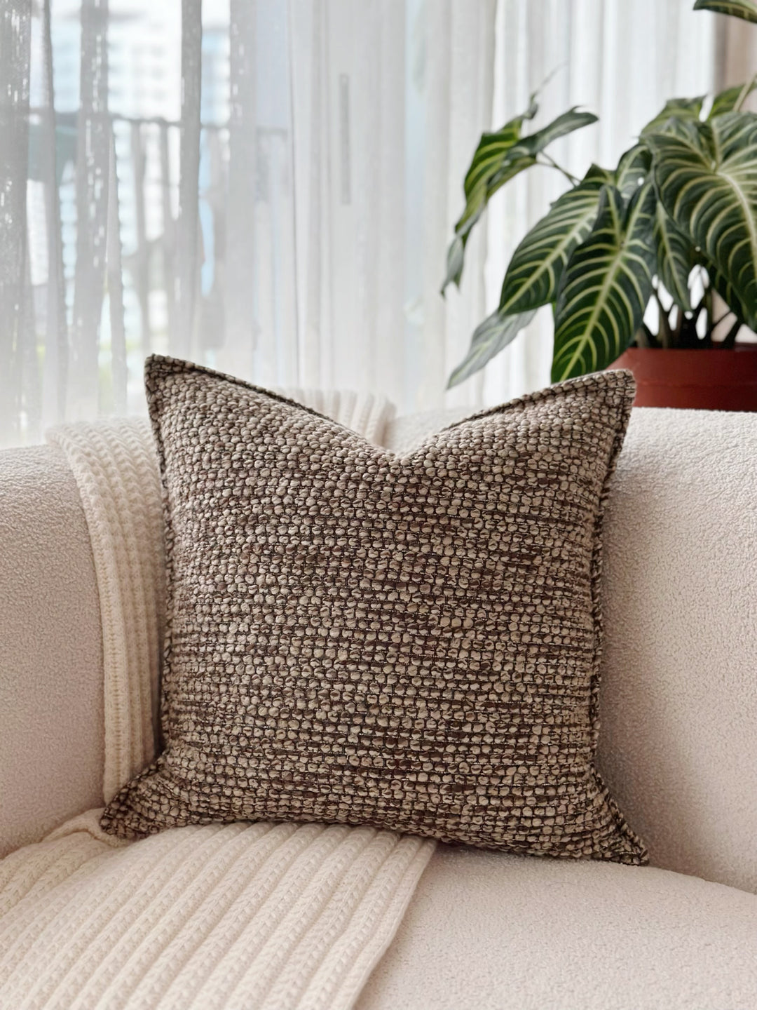 Mocha Pebble Textured Cushion Cover