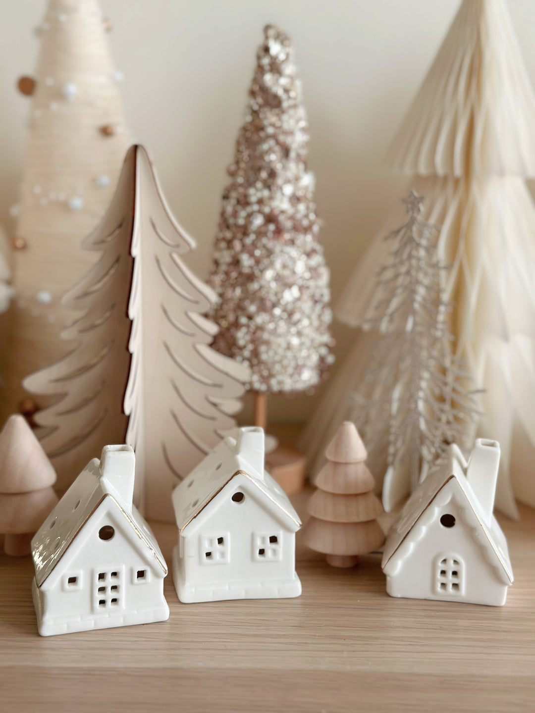 Whimsical Christmas Village Mini House Set (set of 3)