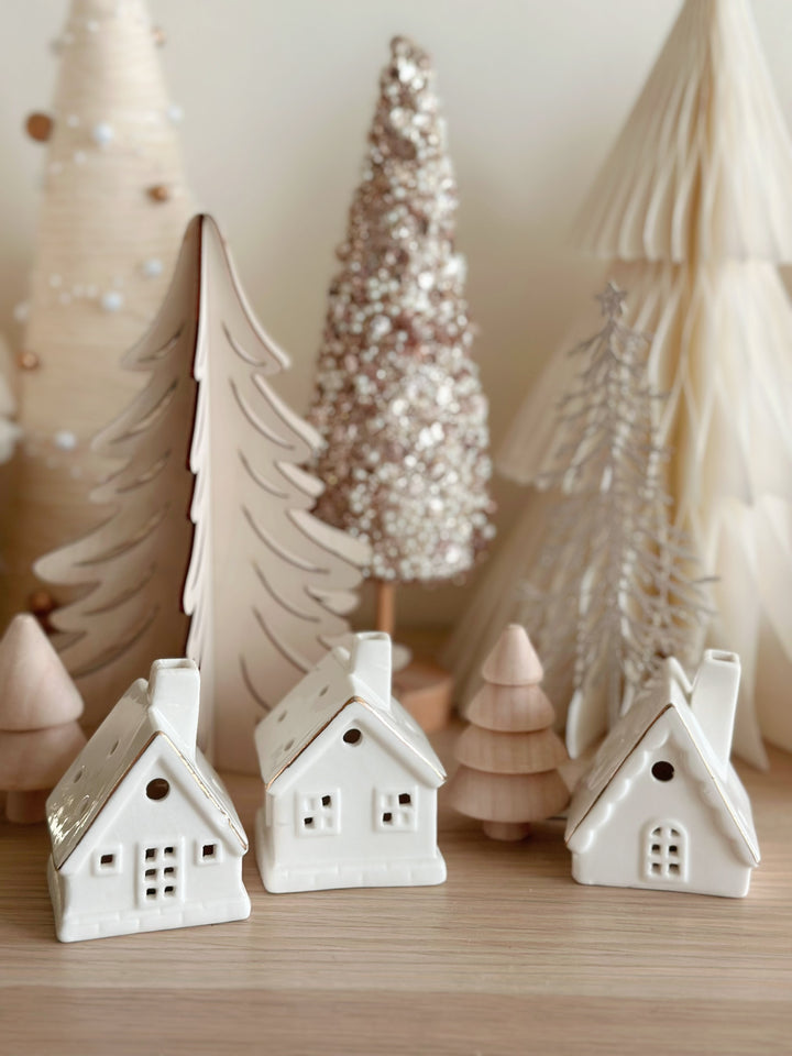 Whimsical Christmas Village Mini House Set (set of 3)