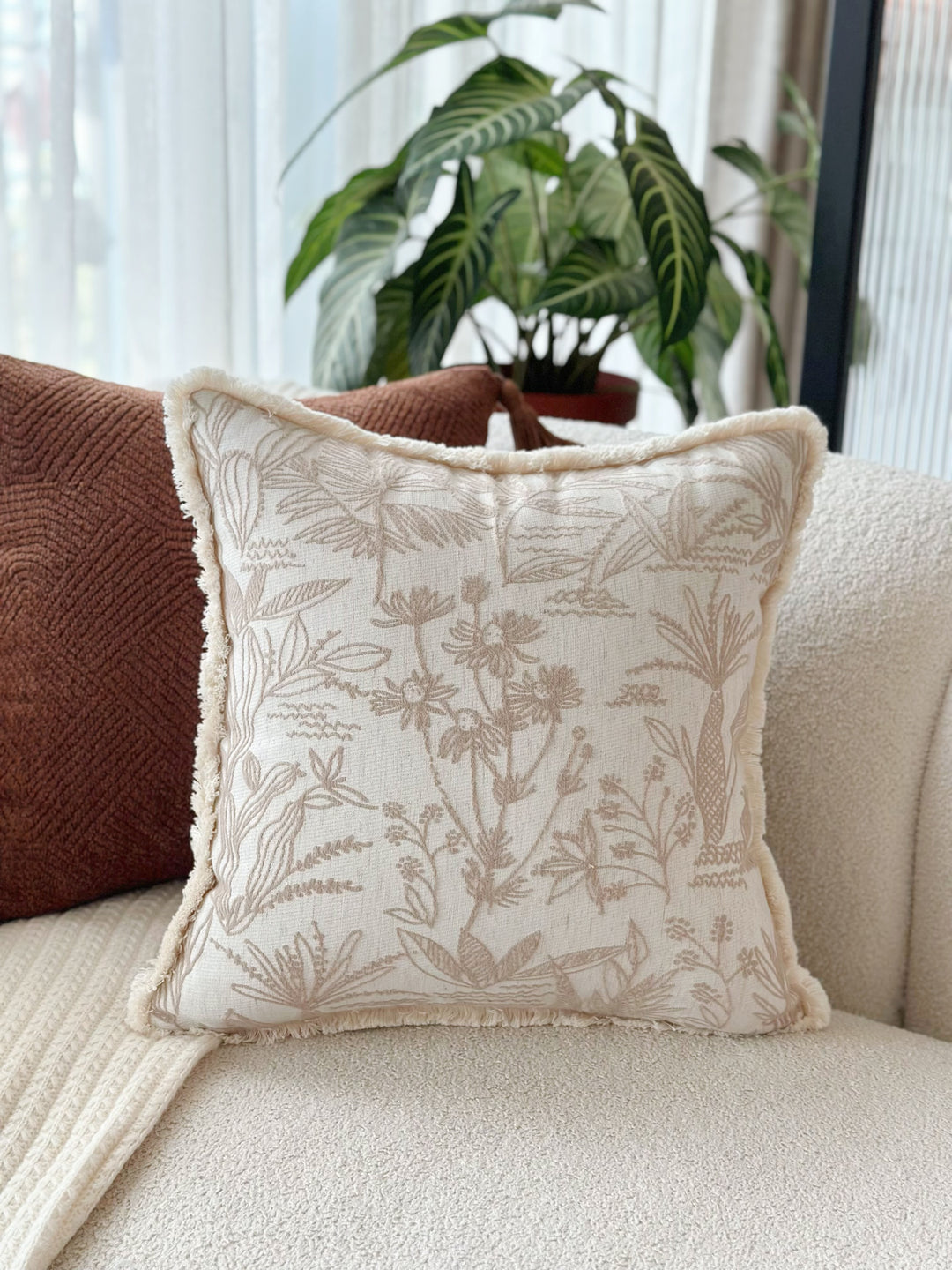 Latte Willow Bloom Cushion Cover