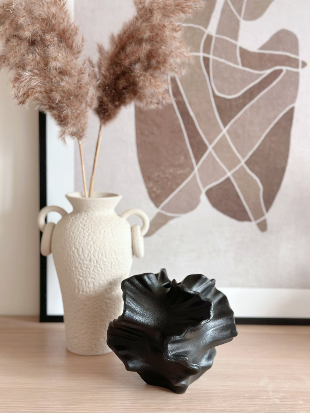 Black Ripple Sculpted Decor Vases - 2 sizes