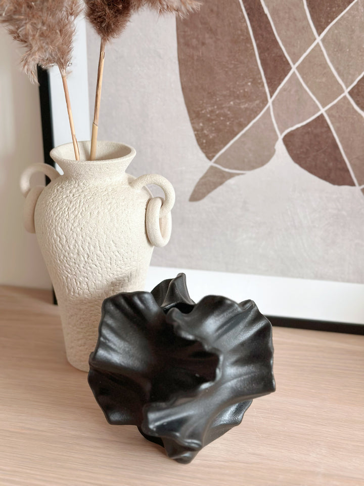 Black Ripple Sculpted Decor Vases - 2 sizes