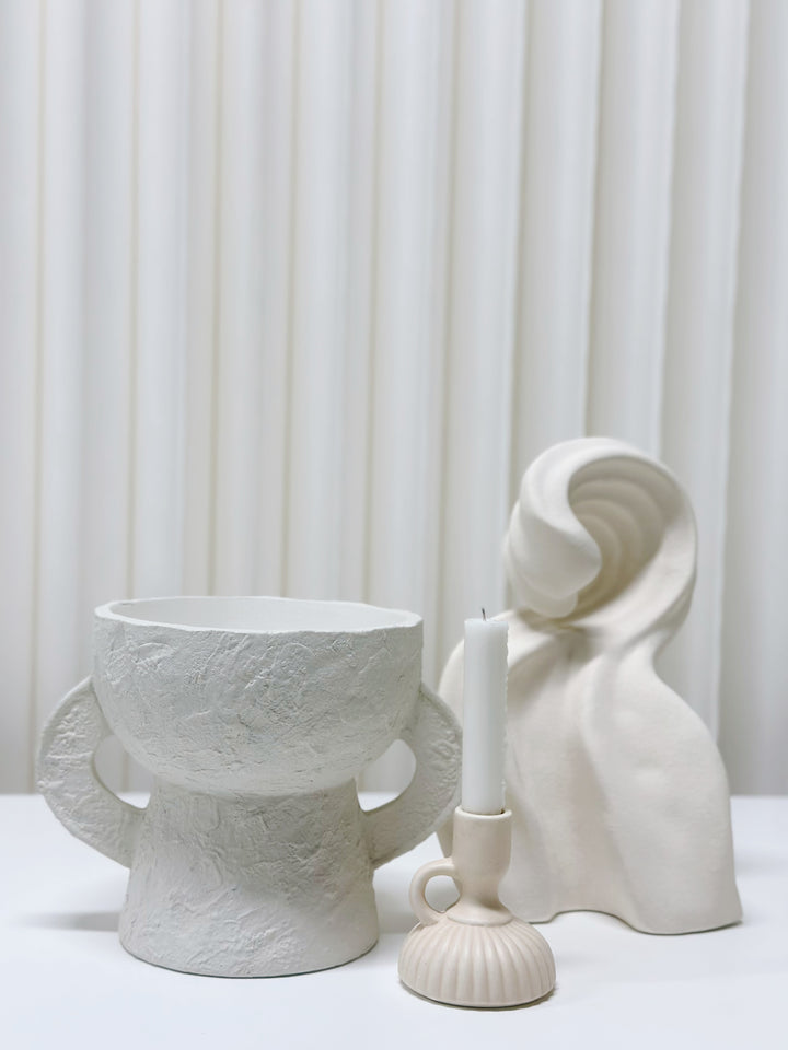 Artisanal Edge Porcelain Bowl on Pedestal