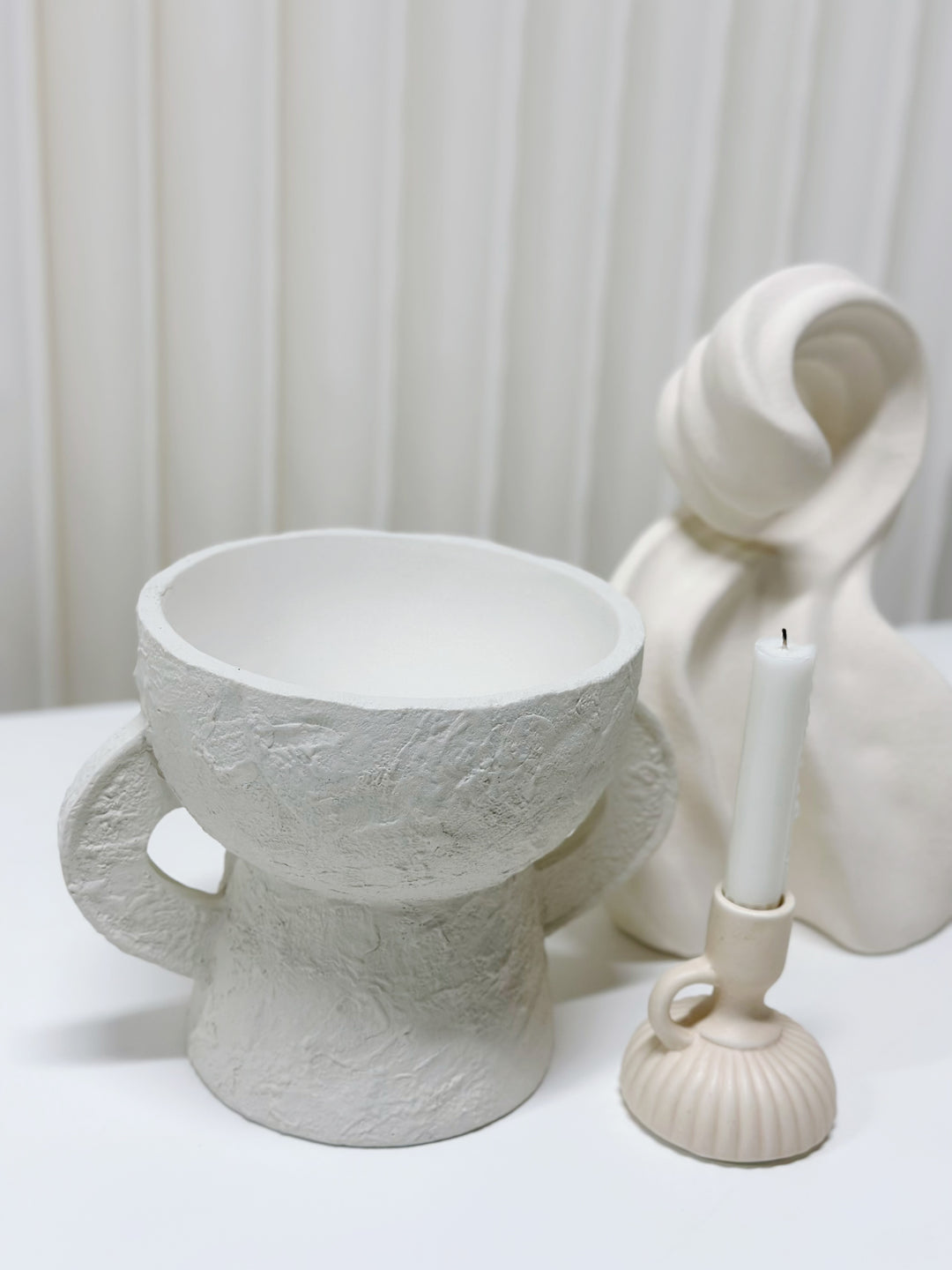 Artisanal Edge Porcelain Bowl on Pedestal